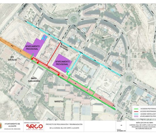 Alacant organtiza un dispositiu especial de tràfic per a garantir l’accés als col·legis afectats per obres