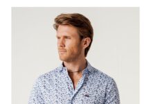 camisa slim fit estampado geometrico tonos azules