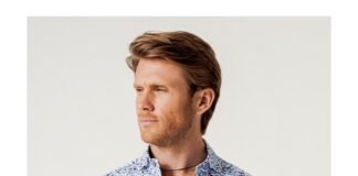 camisa slim fit estampado geometrico tonos azules