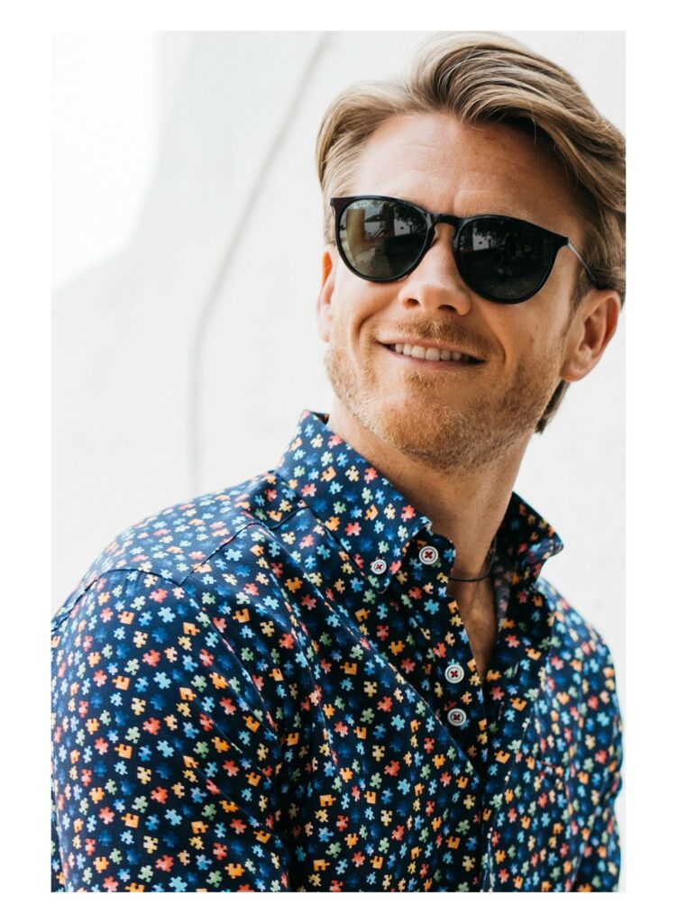 camisa slim fit multicolor puzzle