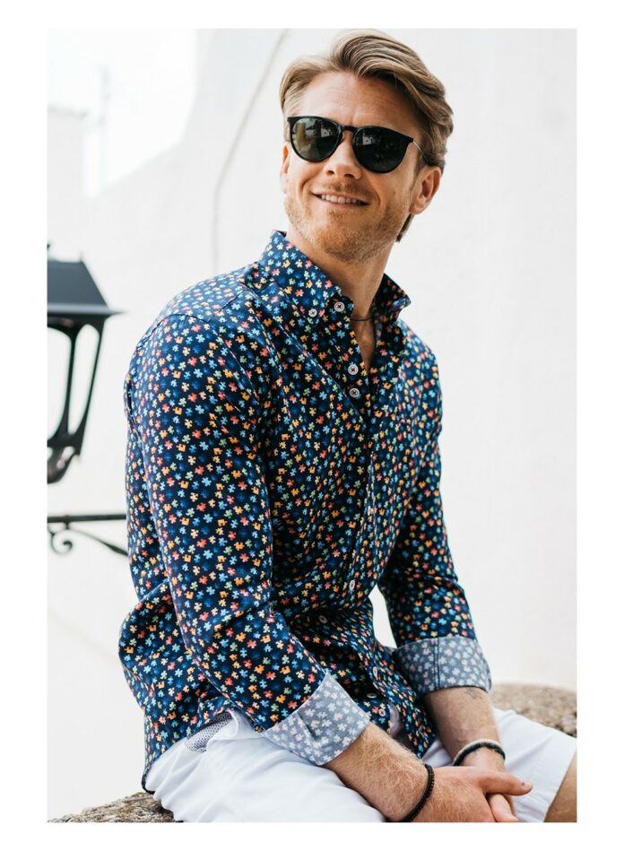 camisa slim fit puzzle multicolor